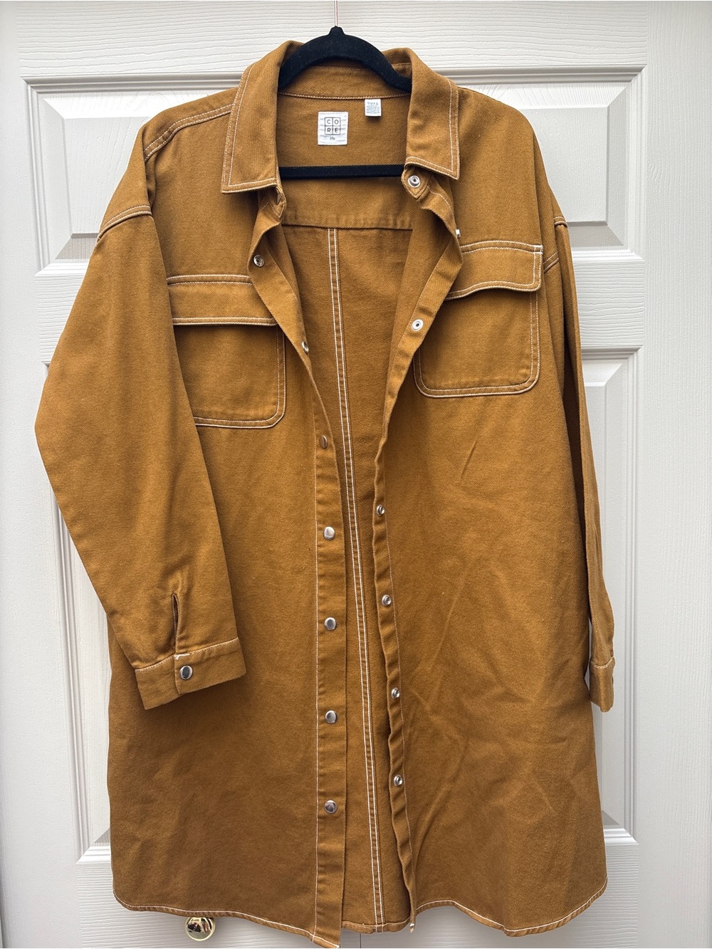 Oversized Button-Front Utility Shirt Jacket - Picture 3 of 7